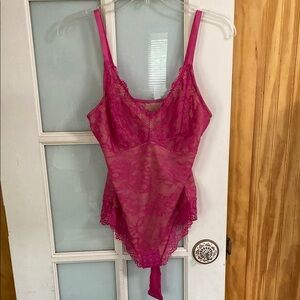 Elegant Pink Lace Bodysuit